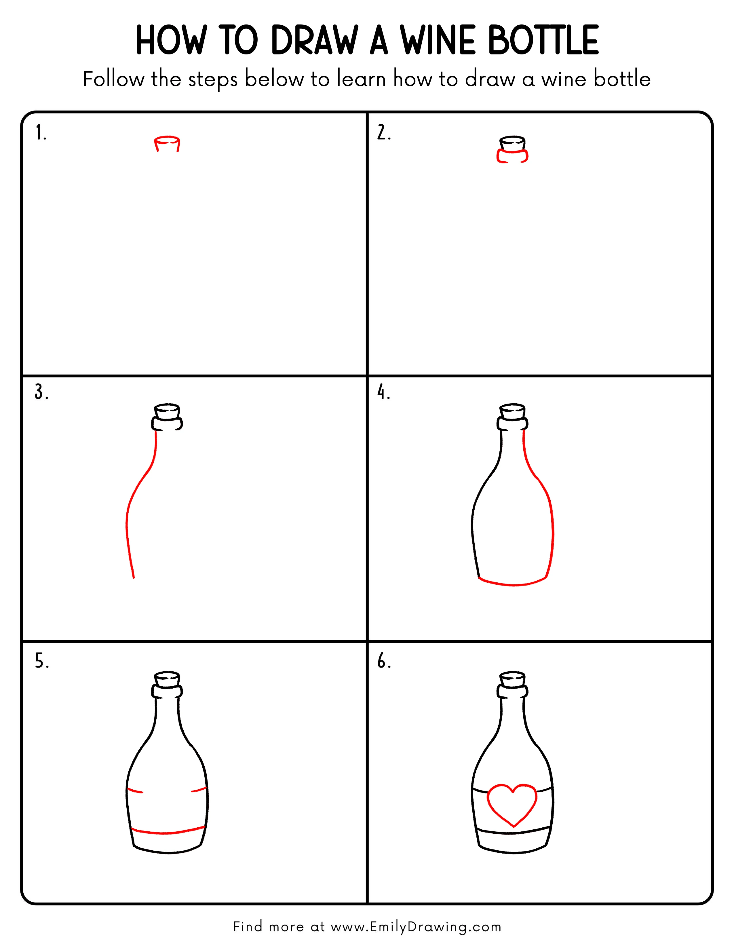 Printable Wine Bottle Drawing Guide